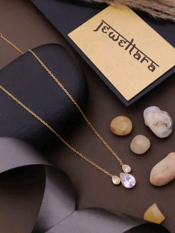 Crystal Trio Drop Pendant Necklace