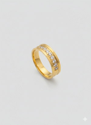 Artificial Gold-Tone Band Ring with Crystals