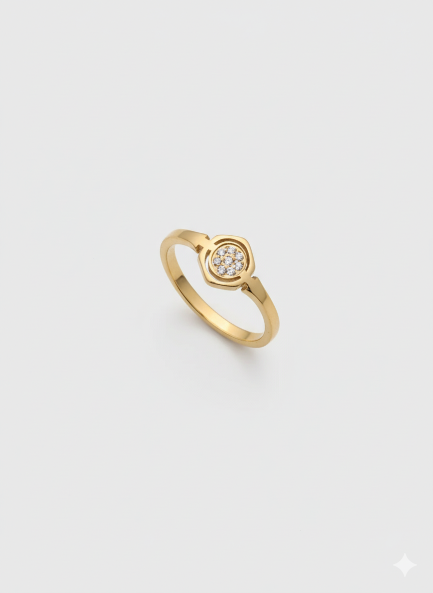 Artificial Gold-Tone Classic Solitaire Ring