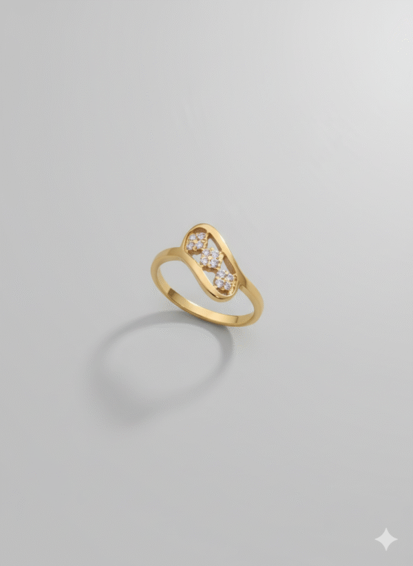 Artificial Gold-Tone Ring with Sparkling Crystals