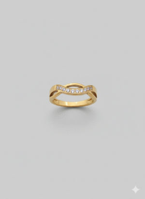 Artificial Gold-Tone Twisted Ring with Cubic Zirconia