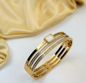 White Stone Rose Bracelet