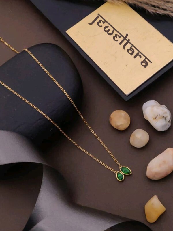 Emerald Leaf Pendant Necklace