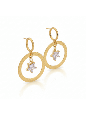 Hoop Earrings with Crystal Star Charm