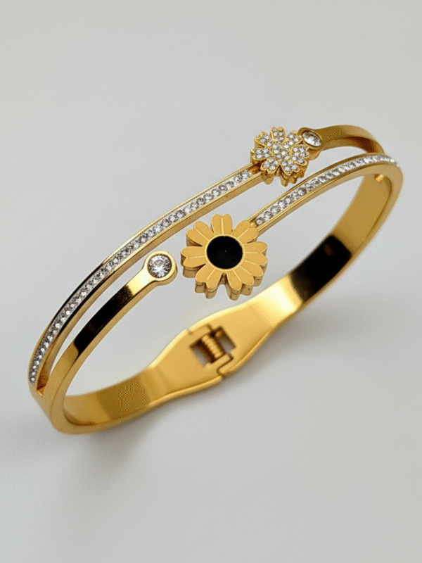 Floral Crystal Gold-Plated Bracelet