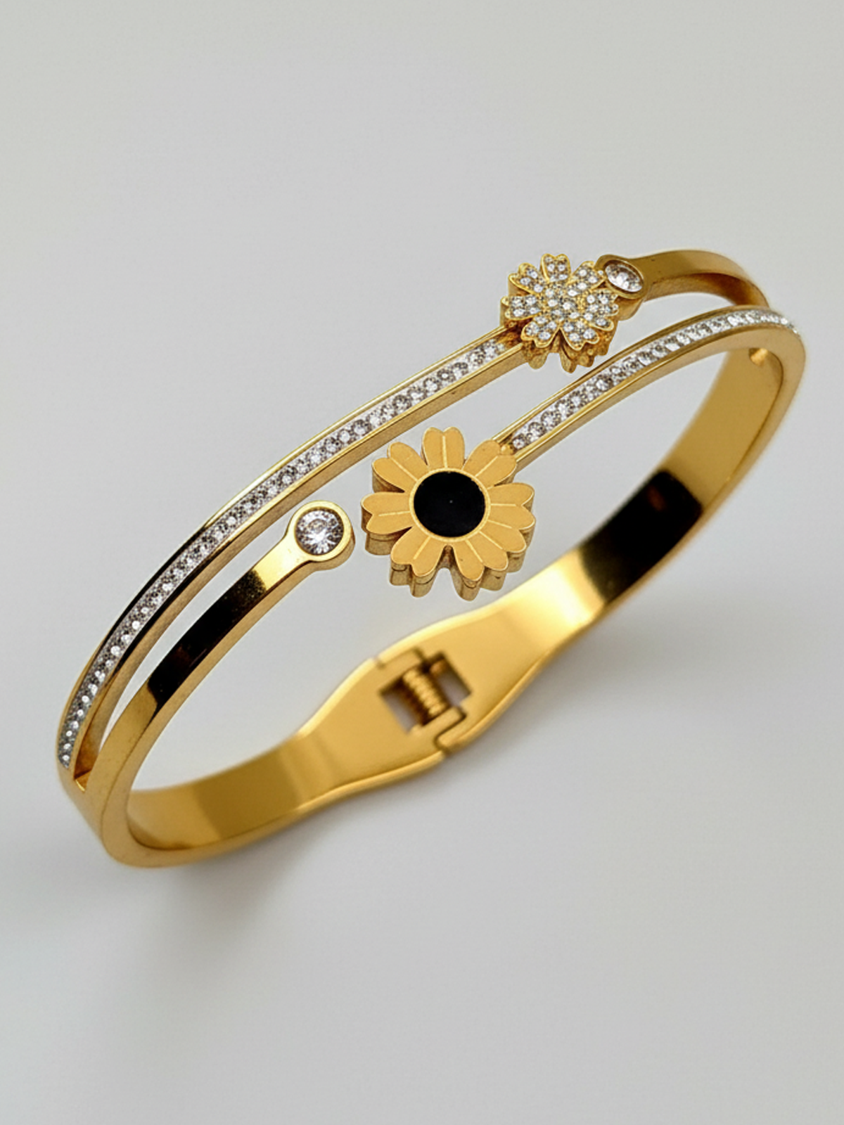 Floral Crystal Gold-Plated Bracelet