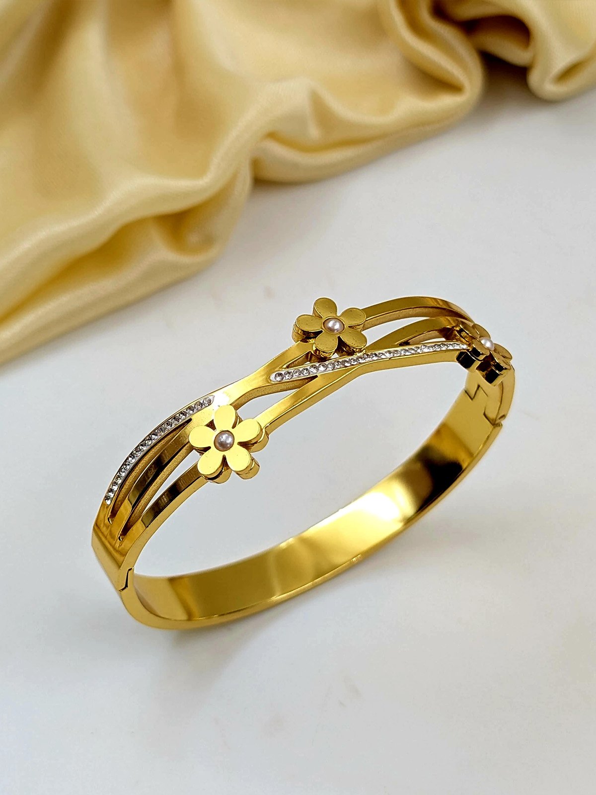 Open Cuff Rose Bracelet